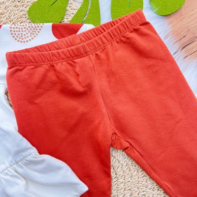 Conj. Jaqueta com Corações nas Mangas e Calça Legging - Off White e Ferrugem